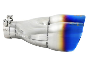 aFe Takeda 2.5in 304 Stainless Steel Clamp-on Exhaust Tip Driver Side 2.5in Inlet 4inDual-Blue Flame