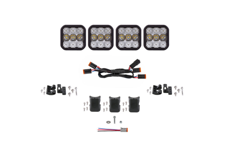 Diode Dynamics SS5 Pro Universal CrossLink 4-Pod Lightbar - White Combo