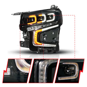 ANZO 21-23 Chevy Tahoe/Suburban LED Light Bar Style Headlights Black w/ Sequential DRL (Left Side)