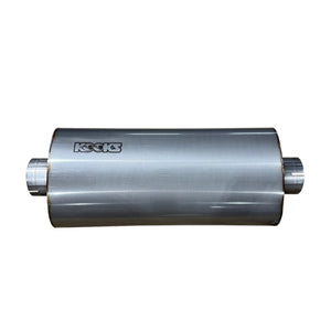 Kooks 3in Oval Clamp In Center/Center Muffler 18in Long Body Polished Stainless Steel