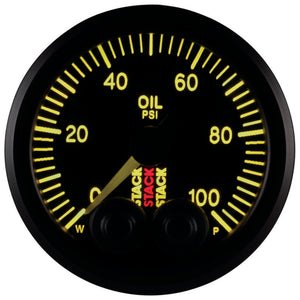 Autometer Stack Instruments Pro Control 52mm 0-100 PSI Oil Pressure Gauge - Black (1/8in NPTF Male)