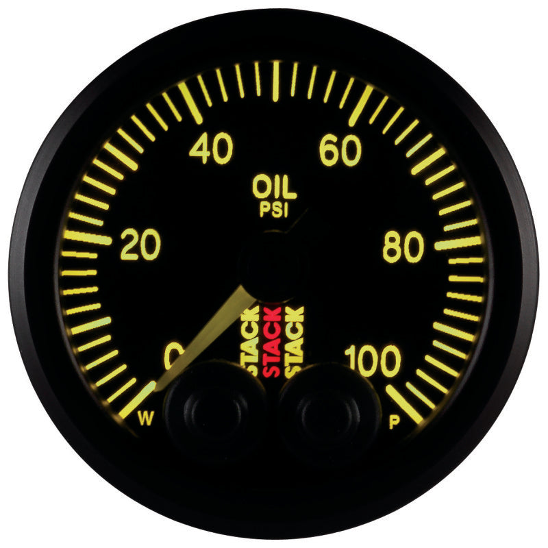 Autometer Stack Instruments Pro Control 52mm 0-100 PSI Oil Pressure Gauge - Black (1/8in NPTF Male)