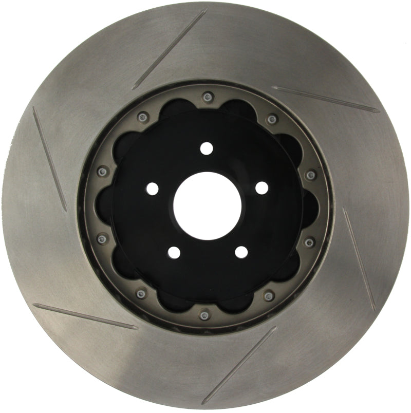 StopTech 09-11 Nissan GT-R Front Left Slotted Bare Iron 380x34mm AeroRotor Kit