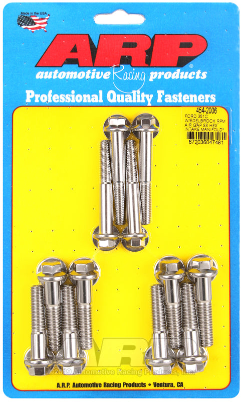 ARP Ford 351C w/Edelbrock RPM air gap hex intake manifold bolt kit