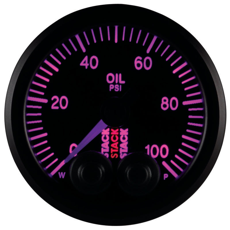 Autometer Stack Instruments Pro Control 52mm 0-100 PSI Oil Pressure Gauge - Black (1/8in NPTF Male)