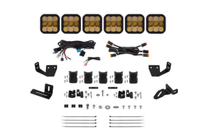 Diode Dynamics Prinsu/Sherpa Roof Racks- SS5 6-Pod CrossLink Mounting Kit Pro Yellow Combo