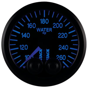 Autometer Stack Pro Control 52mm 100-260 deg F Water Temp Gauge - Black (1/8in NPTF Male)