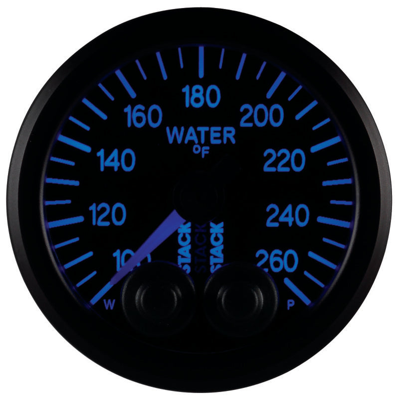Autometer Stack Pro Control 52mm 100-260 deg F Water Temp Gauge - Black (1/8in NPTF Male)
