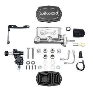 Wilwood MOPAR Compact Tandem M/C Kit w/ P-Valve & Pushrod 15/16in Bore - Chrome Powdercoat