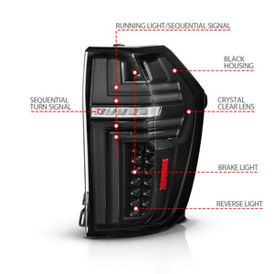 ANZO 21-24 Chevy Suburban/Tahoe Full LED Tail Lights SeqSig Black - Pair