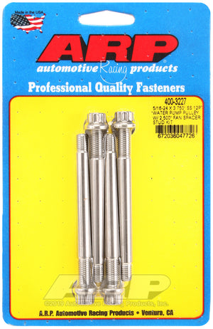 ARP 5/16-24 X 3.750 SS 12pt water pump pulley w/ 2.500in fan spacer stud kit