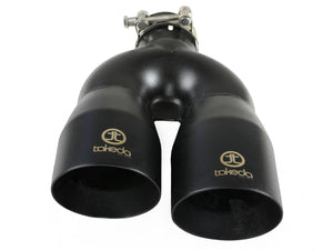 aFe Takeda 2.5in 304 Stainless Steel Clamp-on Exhaust Tip Driver Side 2.5in Inlet 4inDual-Black