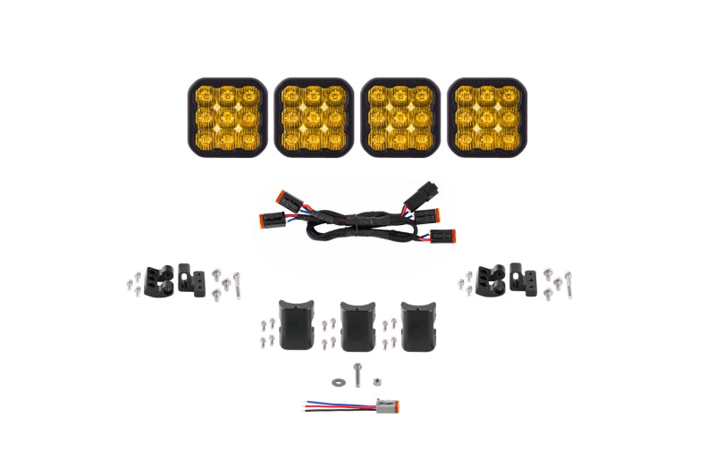 Diode Dynamics SS5 Sport Universal CrossLink 4-Pod Lightbar - Yellow Driving