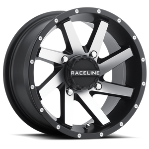 Raceline A82M Twist 14x7in / 4x137 BP / 10mm Offset / 110.2mm Bore - Black & Machined Wheel