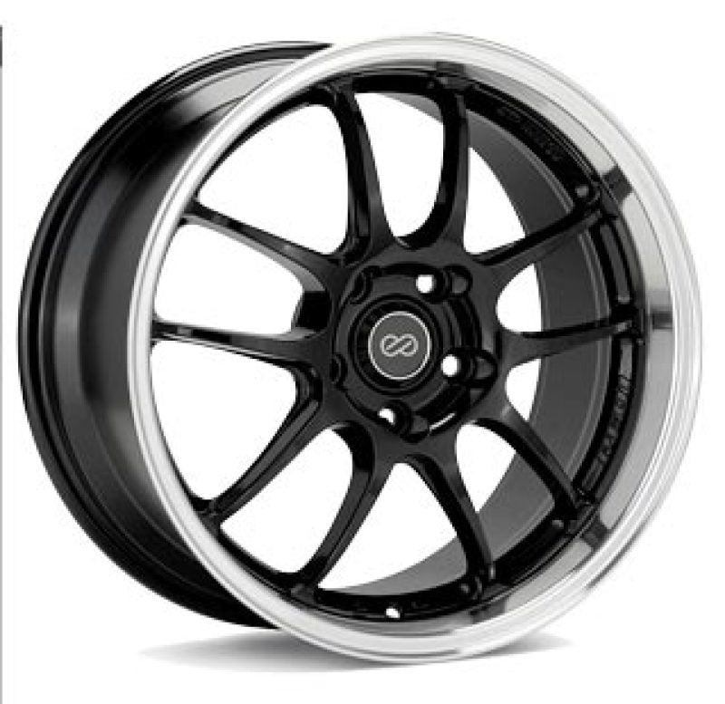 Enkei PF01 17x9 5x114.3 48mm Offset 75mm Bore Diameter Black w/ Machined Lip Wheel