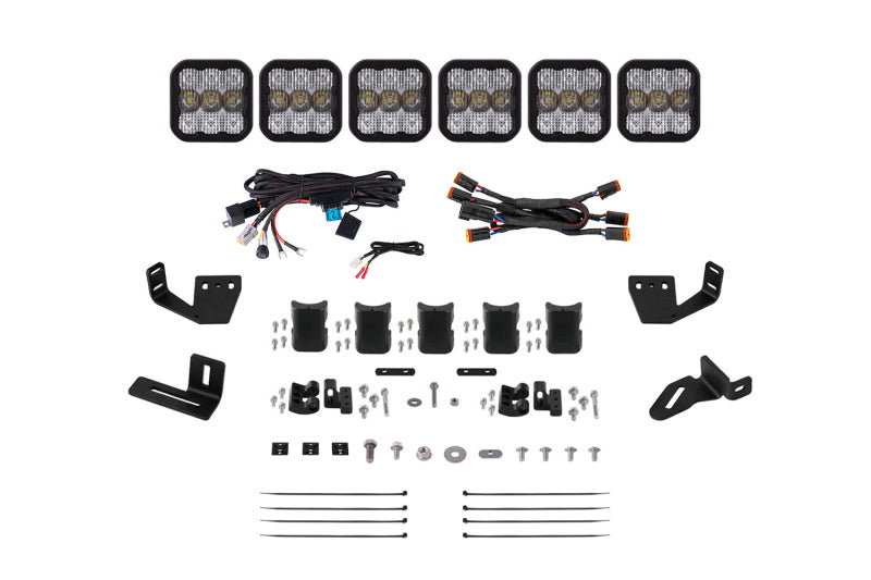 Diode Dynamics Prinsu/Sherpa Roof Racks SS5 6-Pod CrossLink Mounting Kit - Pro White Combo