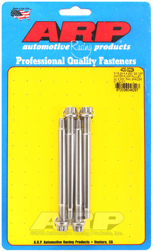 ARP 5/16-24 X 4.250 SS 12pt water pump pulley w/ 3.000in fan spacer stud kit