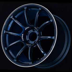 Advan RZ-F2 18x9.5 +12 5x114.3 Racing Titanium Blue and Ring Wheel