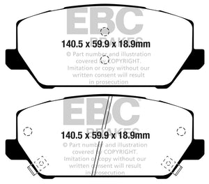EBC 2019+ Hyundai Veloster N (2nd Gen) 2.0L Turbo Yellowstuff Front Brake Pads