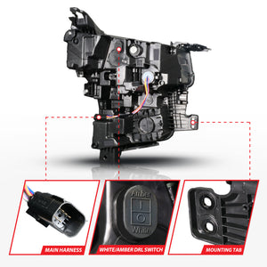 ANZO 21-23 Chevy Tahoe/Suburban LED Light Bar Style Headlights Black w/ Sequential DRL (Left Side)