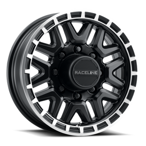Raceline 953BM Krank 16x6in / 8x165.1 BP / 0mm Offset / 4.90mm Bore - Black & Machined Wheel