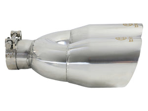 aFe Takeda 2.5in 304 Stainless Steel Clamp-on Exhaust Tip Drivers Side 2.5in Inlet 4inDual- Polished
