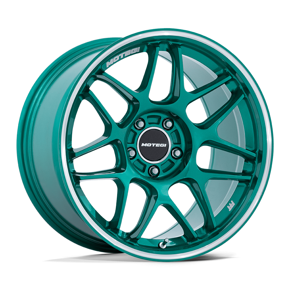 Motegi Racing MR158 Tsubaki — Hokkaido Green W/ Machined Lip — 18X9.5 +35mm — 5X112