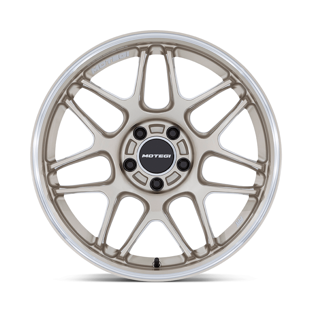 Motegi Racing MR158 Tsubaki — Motorsport Gold W Machined Lip — 18X9.5 +35mm — 5X112