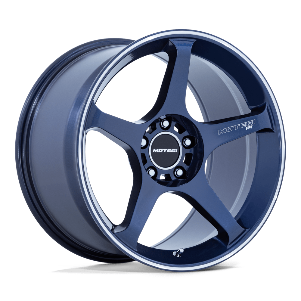 Motegi Racing MR159 Battle V — Obsidian Blue w/ Machined Lip Stripe — 17X8.5 +30mm — 5X100