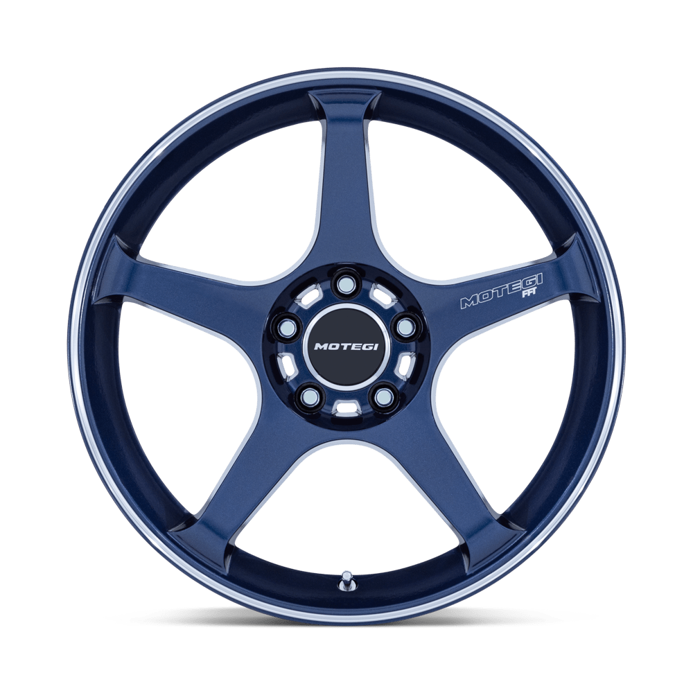Motegi Racing MR159 Battle V — Obsidian Blue w/ Machined Lip Stripe — 18X8.5 +35mm — 5X120