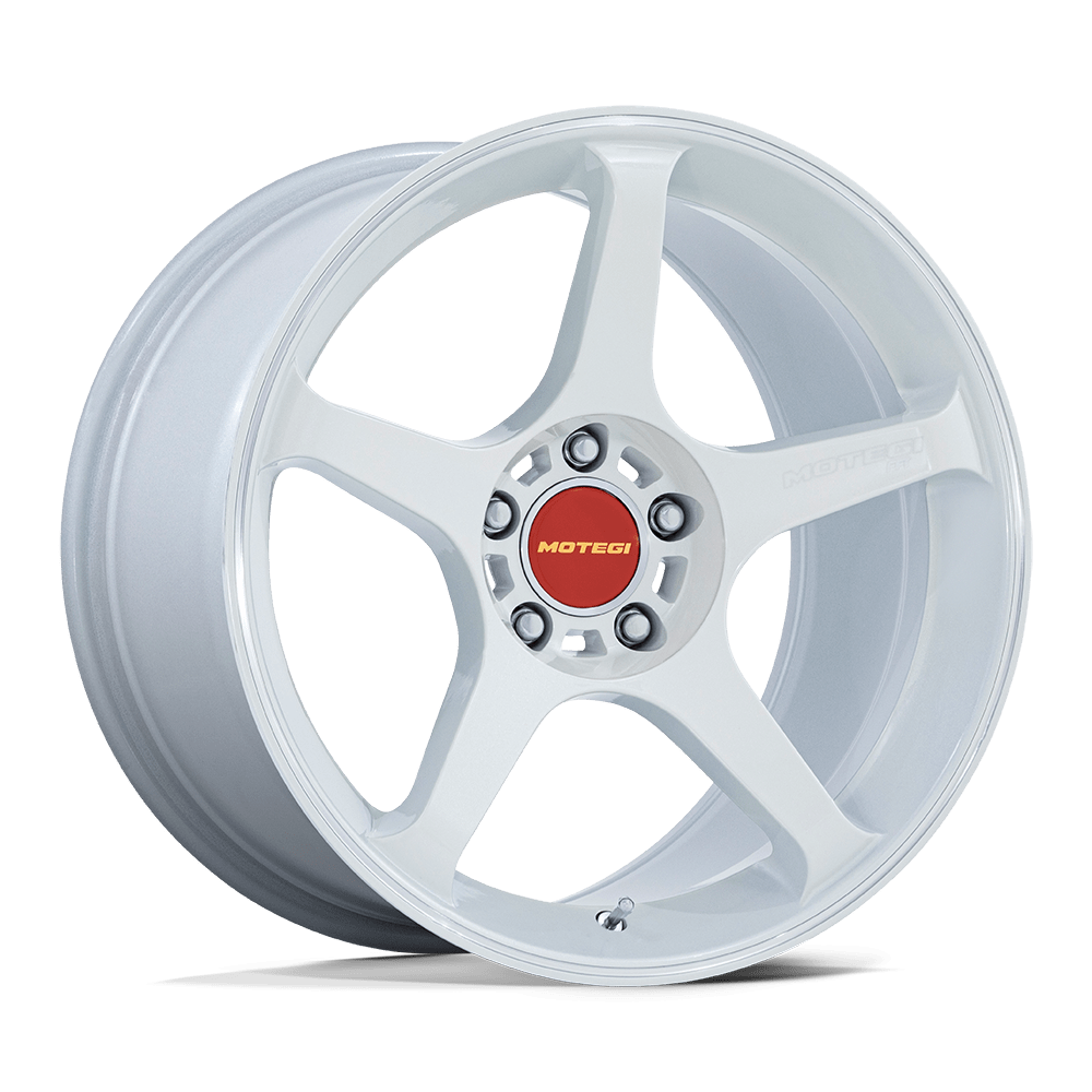 Motegi Racing MR159 Battle V — Matsuri White Pearl w/ Machined Lip Stripe — 18X9.5 +35mm — 5X120