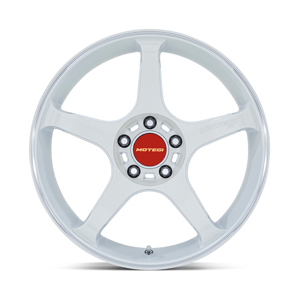 Motegi Racing MR159 Battle V — Matsuri White Pearl w/ Machined Lip Stripe — 18X9.5 +35mm — 5X120