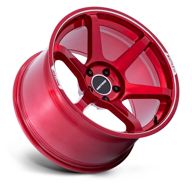 Motegi Racing MR160 Battle VI — Cherry Red Metallic w/ Machined Lip — 19X9.5 +40mm — 5X114.3